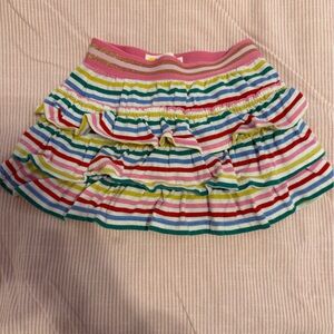 Girls Rainbow Stripe Ruffle Skort - Pink Waistband